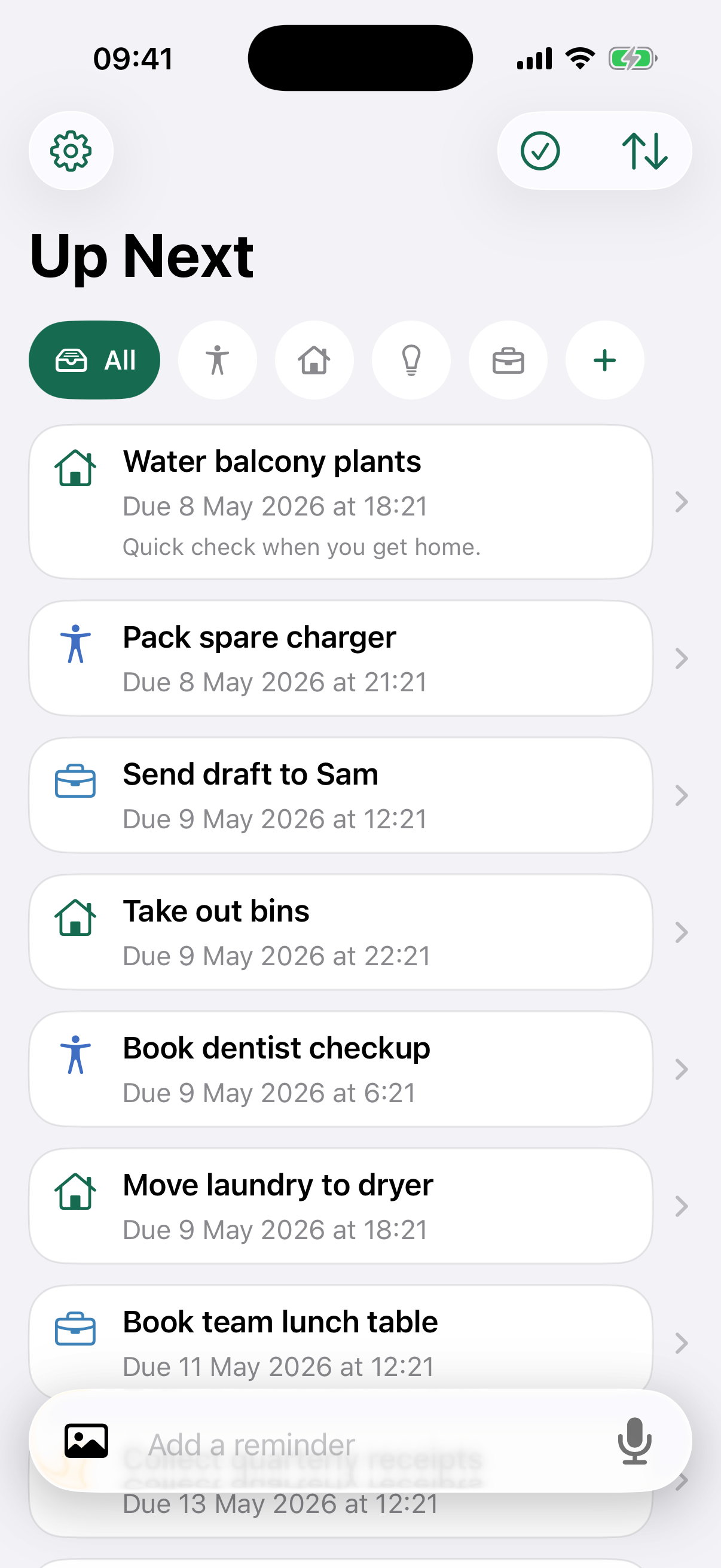 NotNow home screen with a movie night reminder